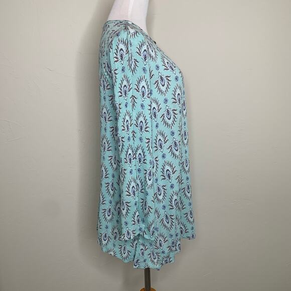 Crinkle Fabric Dress Green Paisley Sz Small Flowy Sleeve - Picture 4 of 9